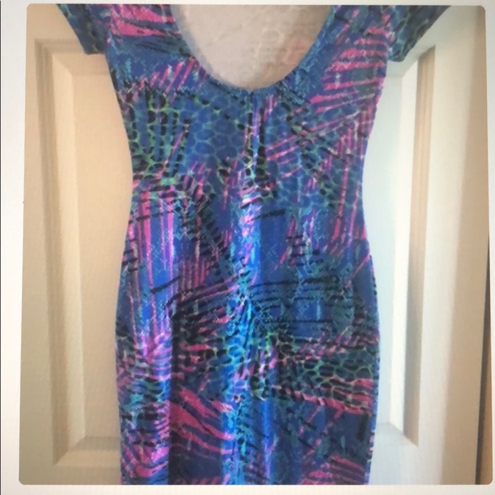 Purple and pink scoop neck dress